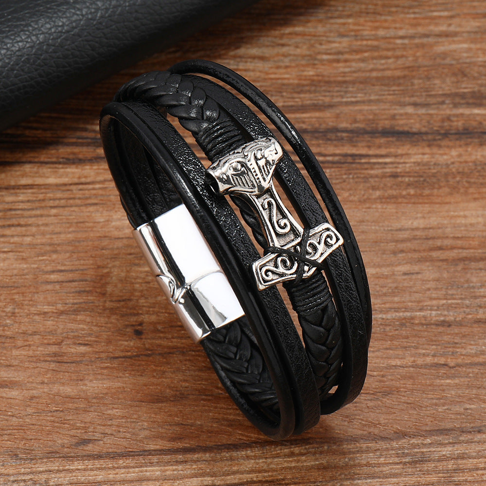 Men's Vintage Alloy Quake Hand-woven Magnetic Buckle Bracelets