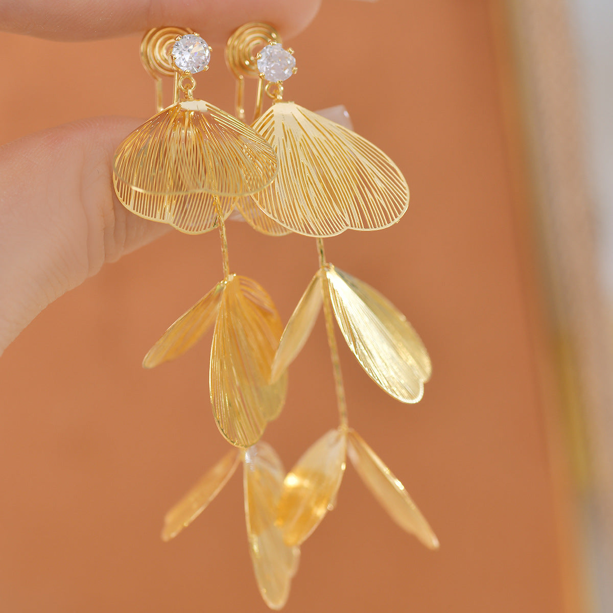 Fringe Butterfly Wings Exaggerated Design Eardrops Elegant No Ear Earrings