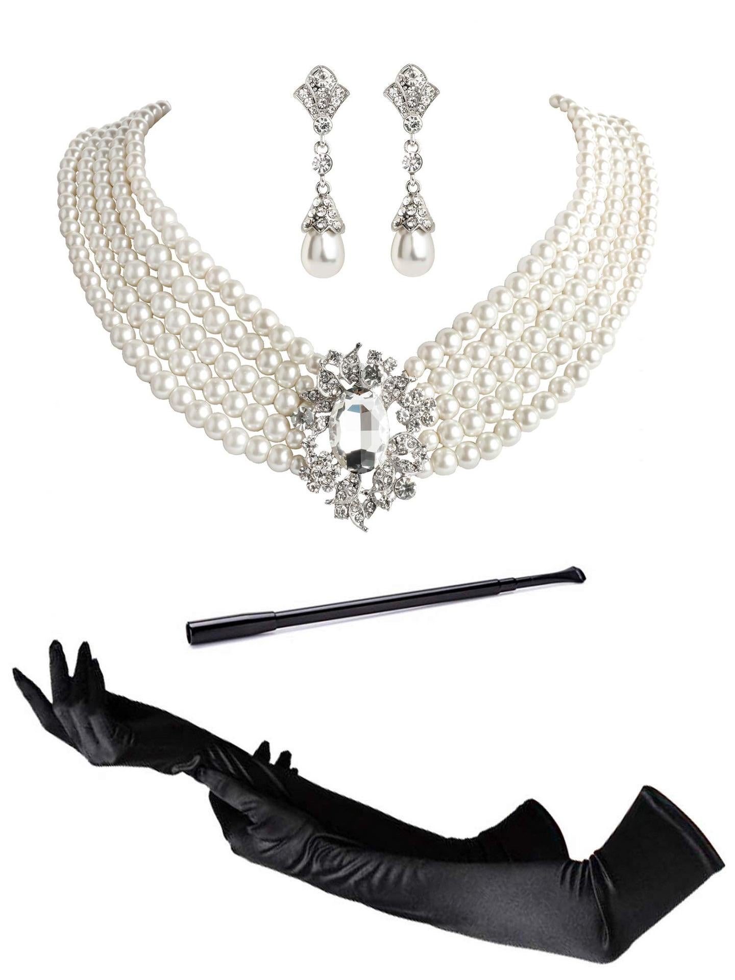 Audrey Hepburn Bride Rhinestone Big Crystal Necklaces