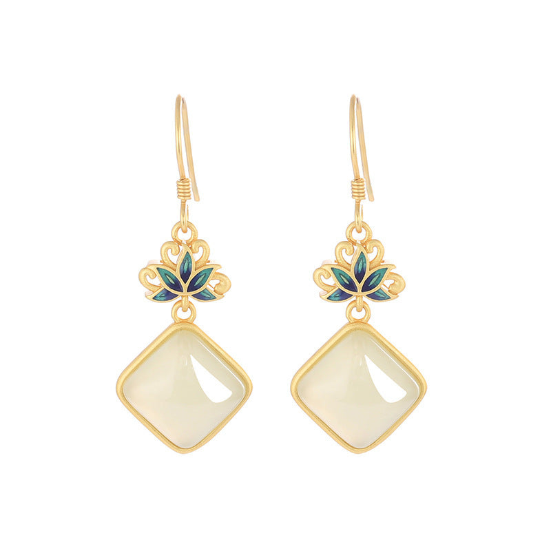 Women's Fashionable Jade Design High-grade Chinese Style Earrings