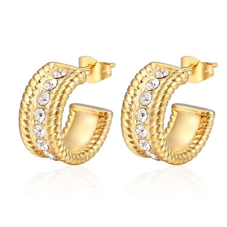 Women's Retro Stainless Steel Rhinestone Trendy Fashion Earrings