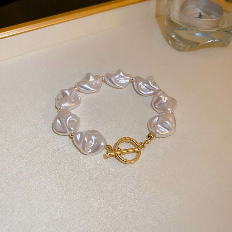 French Retro Smiley Face Bamboo Artificial Jade Personality Trendy Light Bracelets