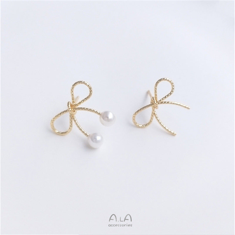 Gold-plated Color Retention Winding Bow Fashion Stud Earrings