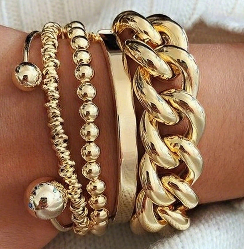 Leaves Glossy Irregular With Personality Stripes Bracelets