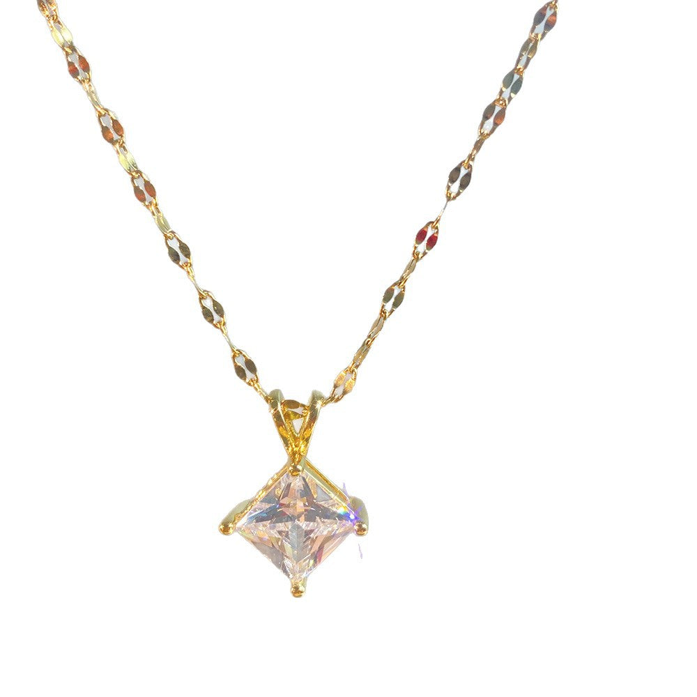 Geometric Zircon Square V-shaped Little Design Creative Clavicle Chain For Necklace