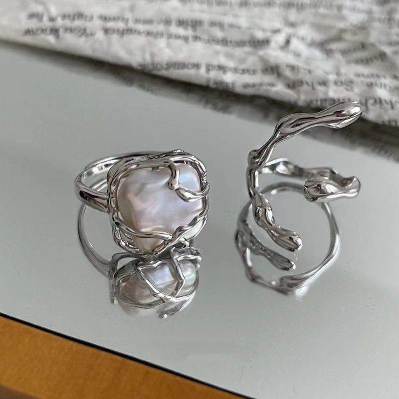 Moonlight Forest Marcasite Female Pearl Niche Cold Style Ring