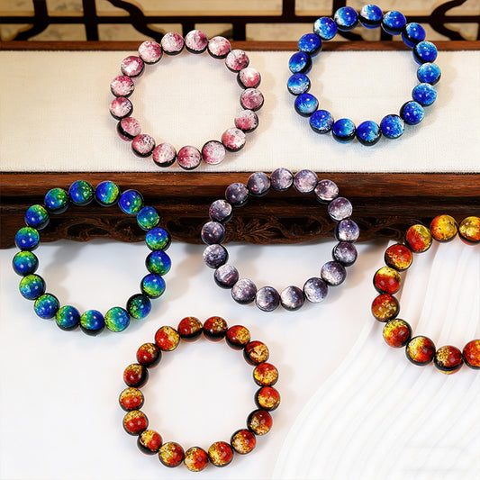 Sier Foil Luminous Beaded Gradient Color High Bracelets
