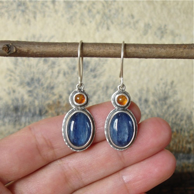 Durable Drop-shaped Blue Gem Handmade Drop Rings