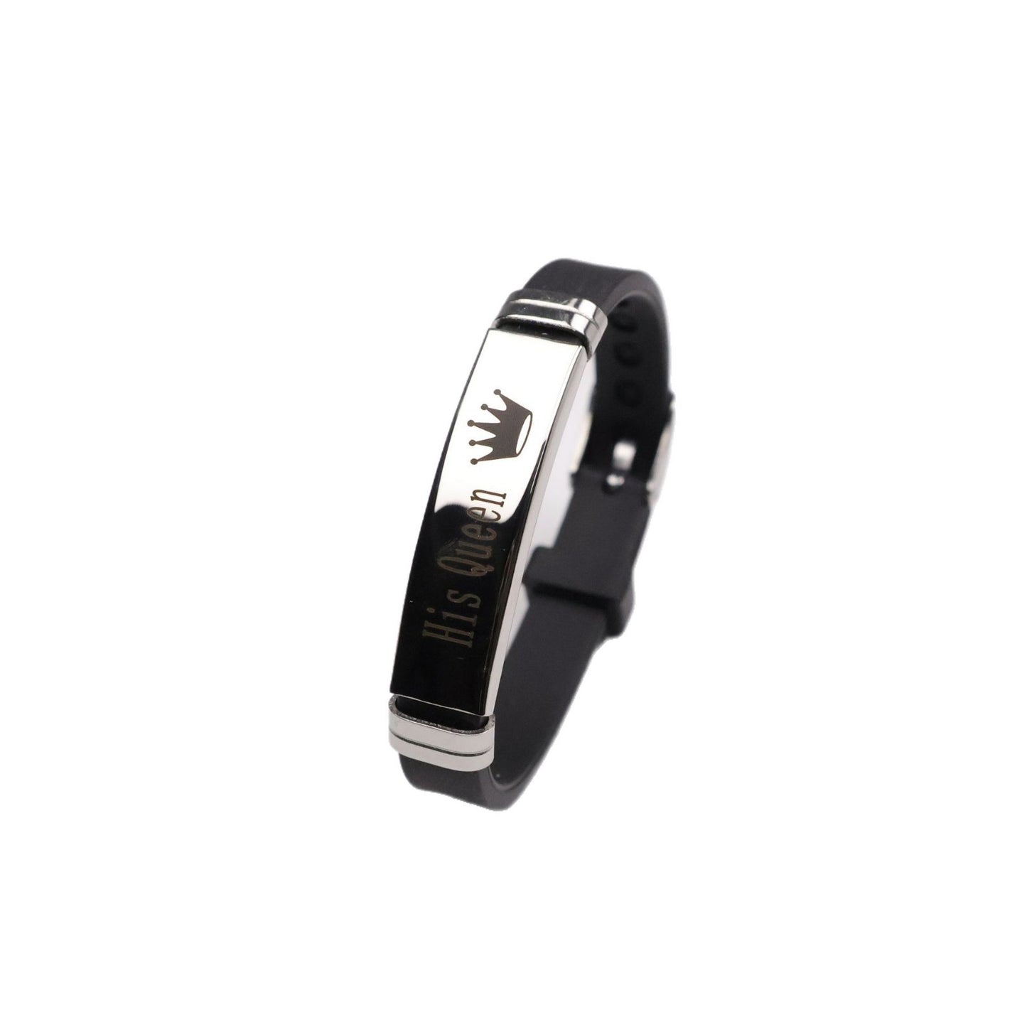 Couple Crown Letters Stainless Steel Silicone Bracelet