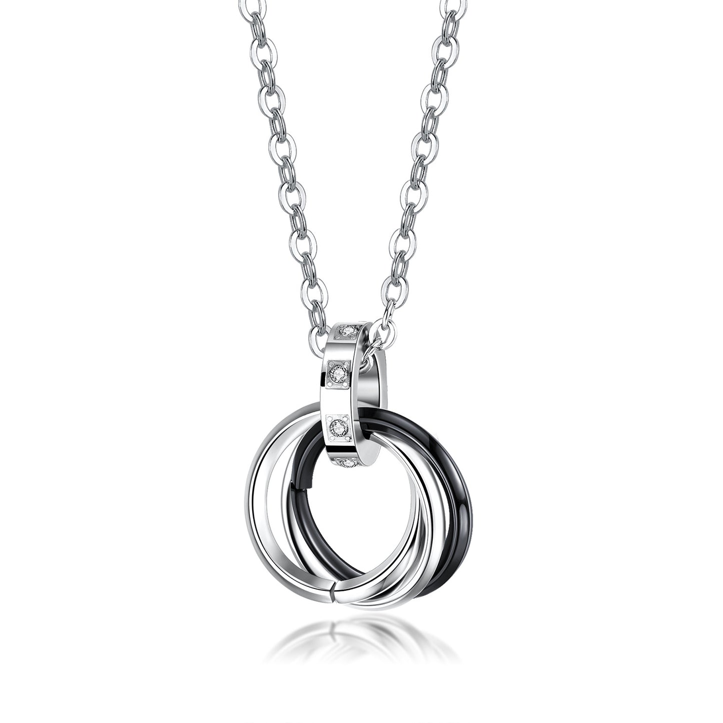 Women's & Men's Stylish Simple Versatile Titanium Steel Couple Personality Three-ring Necklaces