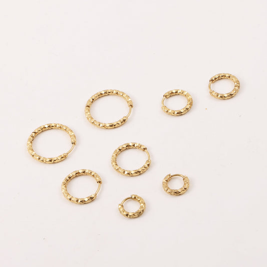 Crater Surface Can Be Opened Titanium Steel Gold Stud Earrings