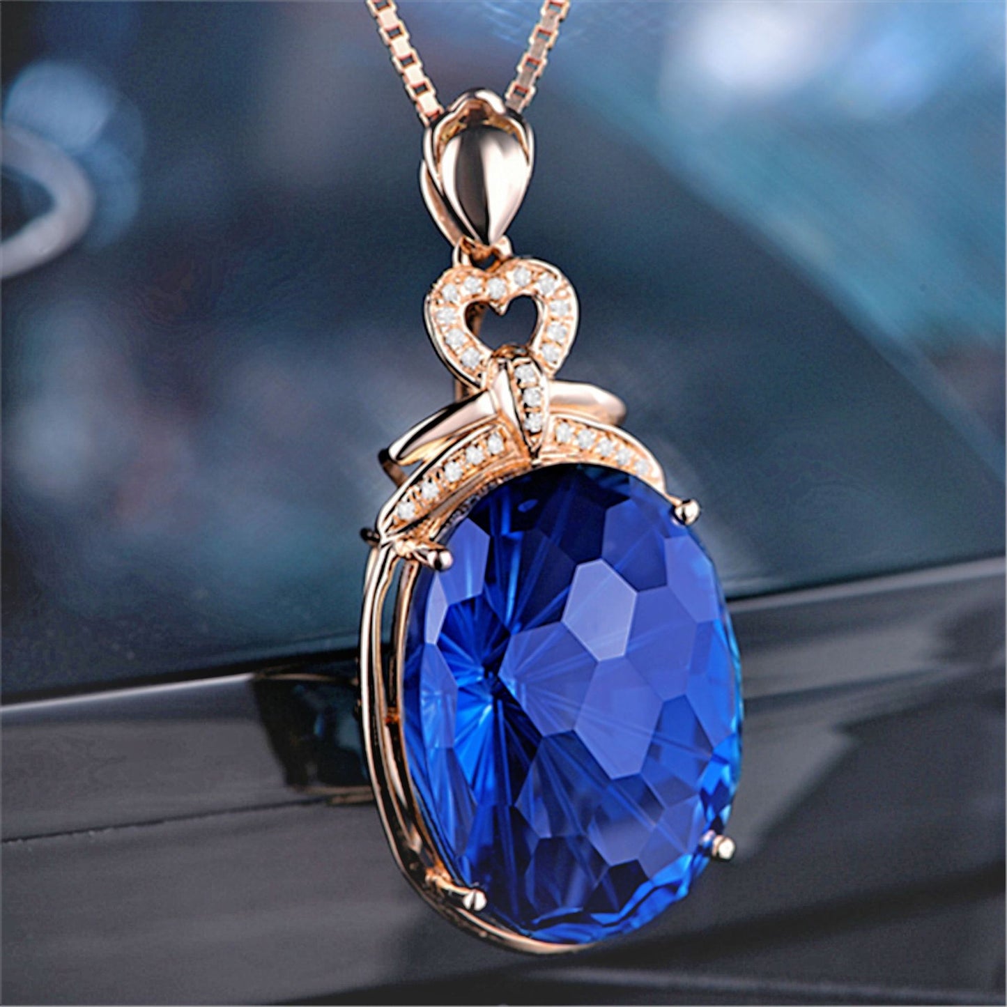 London Blue Topaz Gold-plated Inlaid Colored Gems Pendants