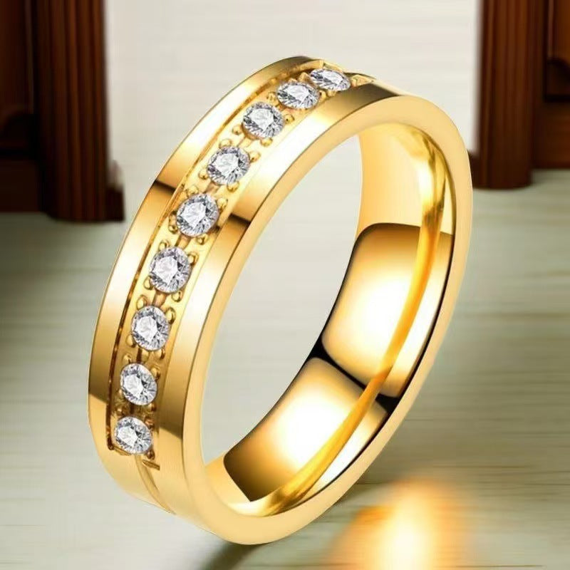 Stainless Steel Starry With Diamonds Diamond Ring