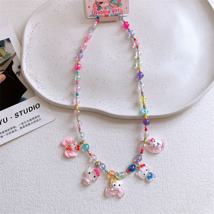 Children's Cartoon Princess Colorful Beaded Short Jewelry Necklaces