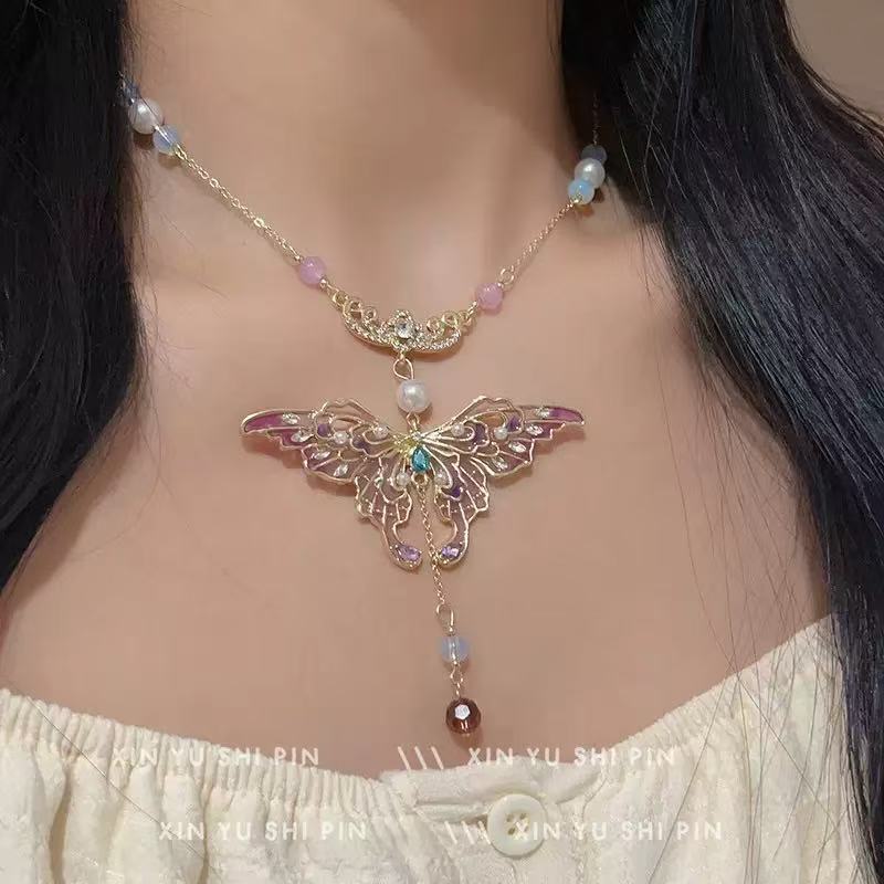 Sweet Cool Hot Butterfly Tassel Female Punk Retro Necklet Necklaces