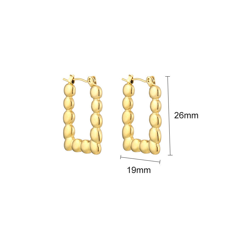 Steel Geometric Simple Golden Stainless Steal Ear Rings