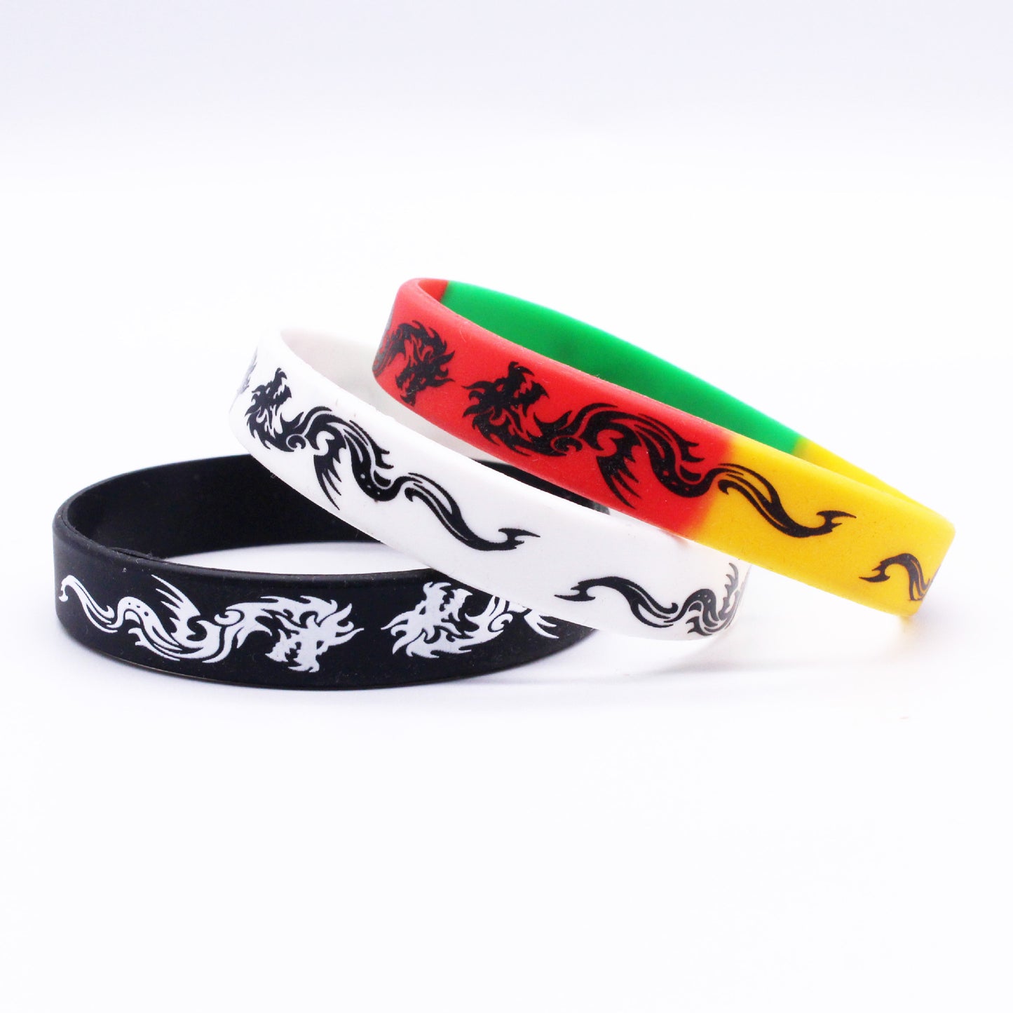 Dragon Pattern Silicone Ghana Flag Rock Bracelets