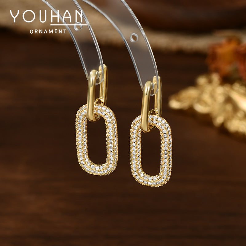 Women's Simple Studded With Zircon High-grade Full Stud Earrings