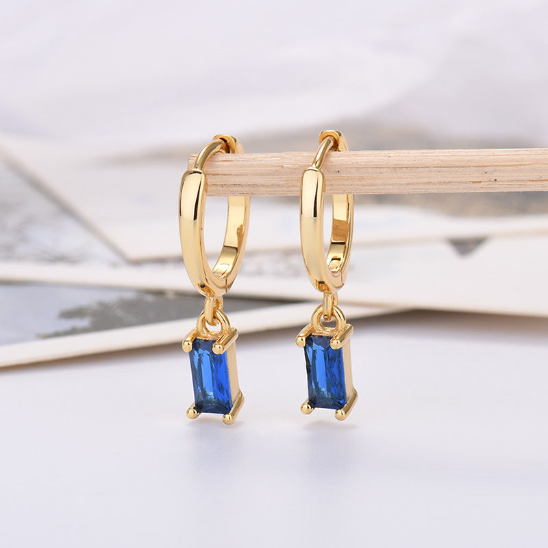 Sier Needle Export Sale Rectangular Color Earrings