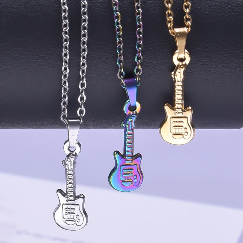 Steel Bass Guitar Personality Simple Female Pendants