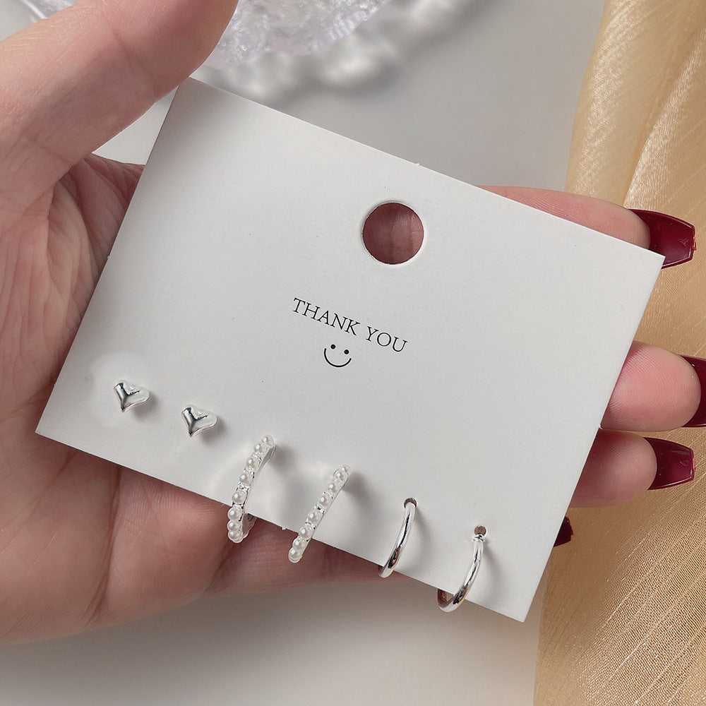 Elegant Pearl Niche Female Sier Pin Four Leaf Clover Stud Earrings