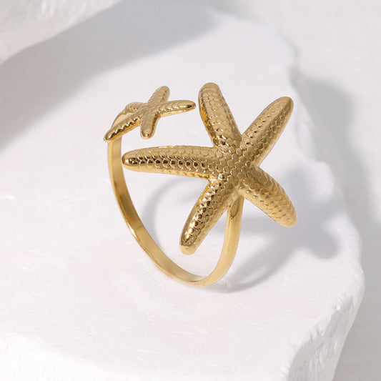 Elements Beach Starfish Stainless Steel Fashion High Rings