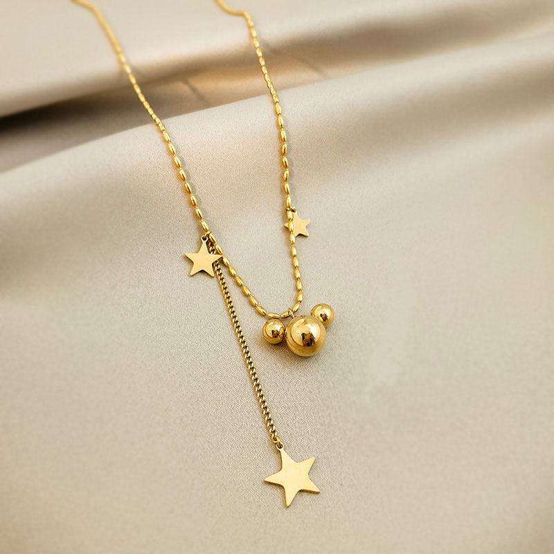 Cold Style Steel Ball Cartoon Five-pointed Star Titanium Necklaces