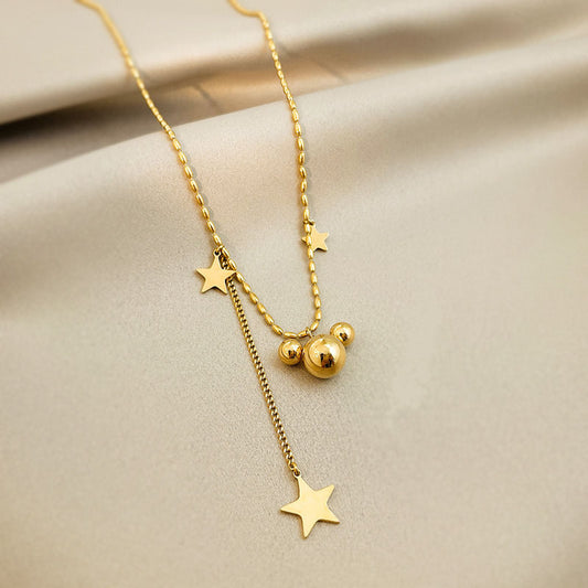 Cold Style Steel Ball Cartoon Five-pointed Star Titanium Necklaces