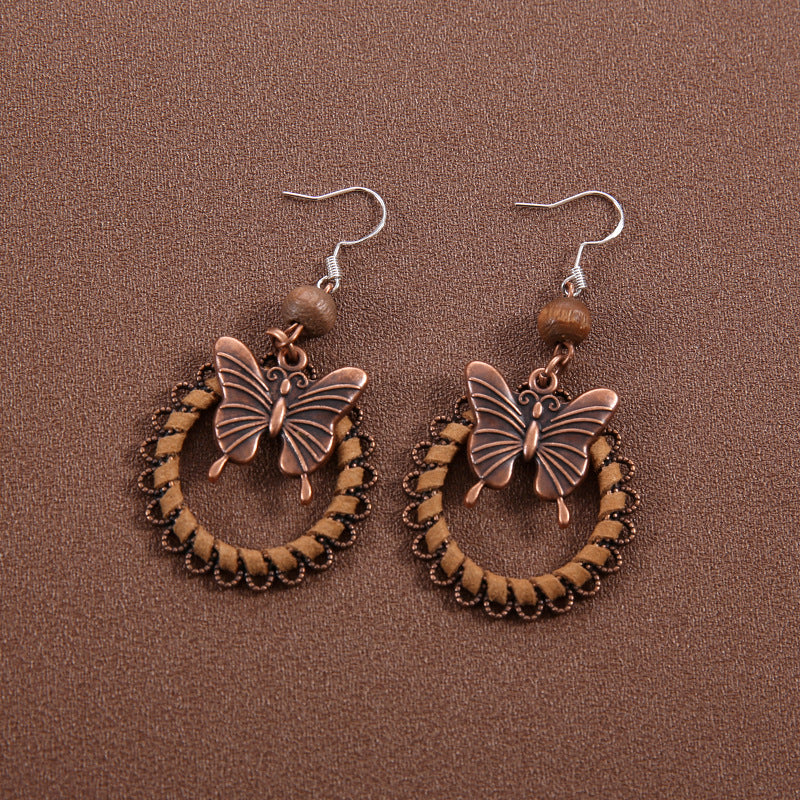 Ethnic Style Butterfly Retro Long Tassel Earrings