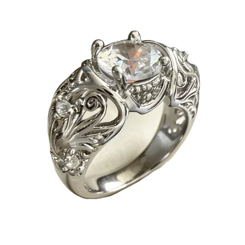 Women's & Men's Simple Zircon Vintage Flower Shape Diamond Ring
