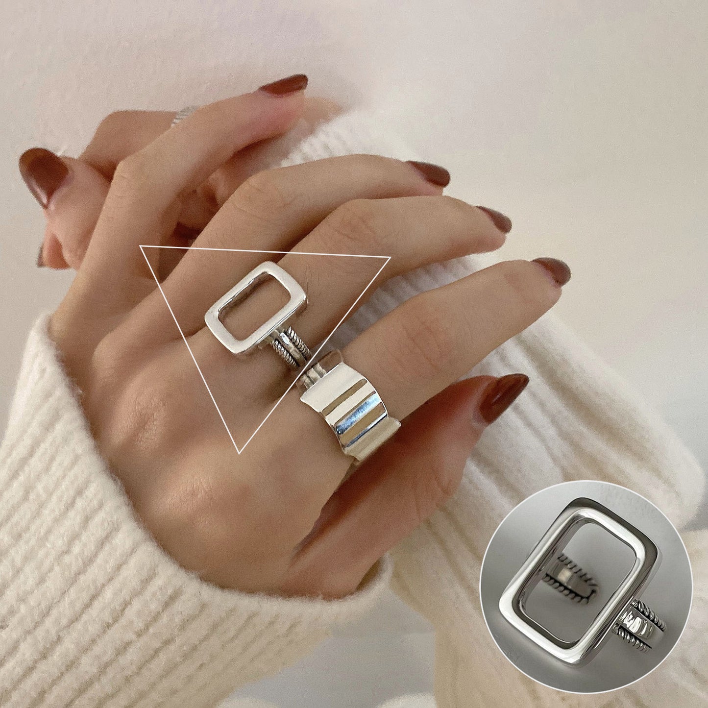 Exaggerated Geometry Female Sier Personalized Hip Rings