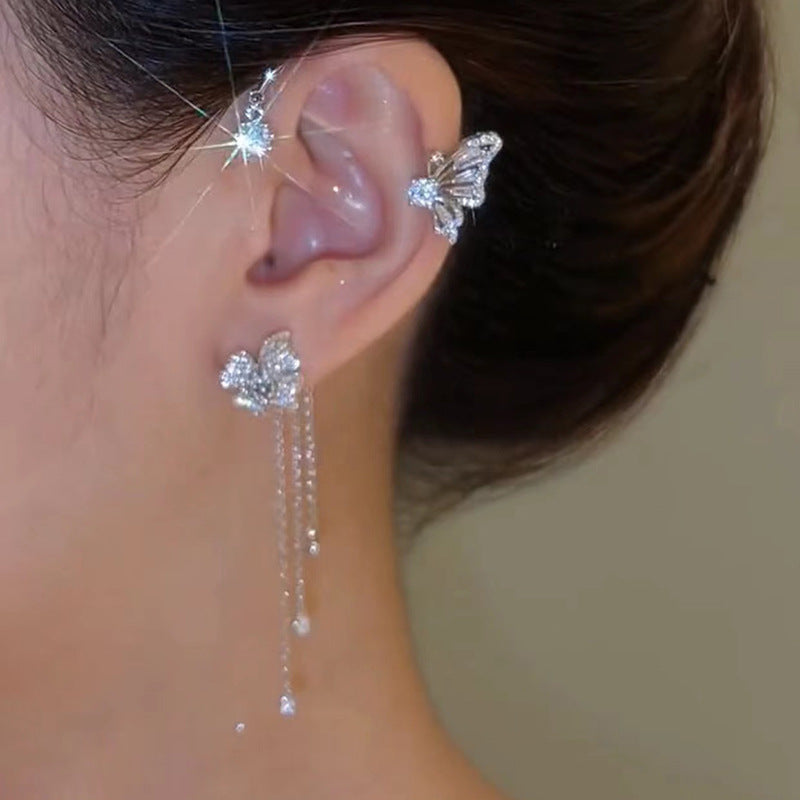 Butterfly Tassel Zircon Ear No Pierced High-grade Earrings