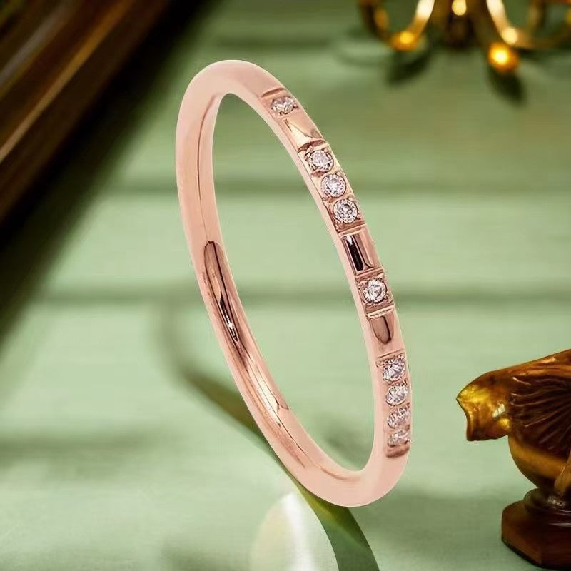 Steel Female Simple Design Niche High-grade Electroplated Rings