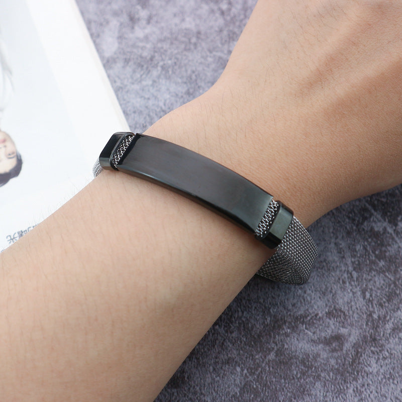 Men's Trendy Simple Glossy Personality Lettering Titanium Steel Sports Stainless Bracelets