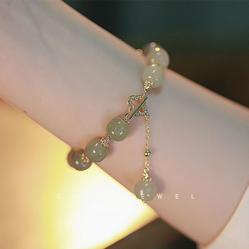 Female Aquamarine Gray Moonlight Natural Crystal Bracelet