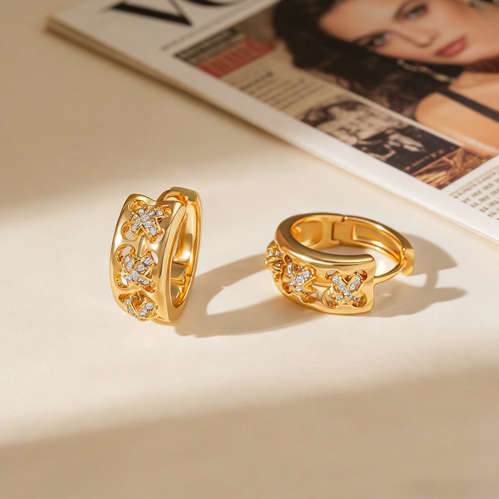 Cross Single Clip Refreshing Stylish Hollow Ear Buckle