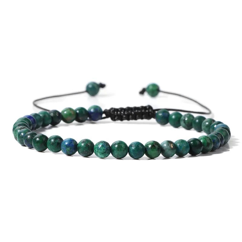 Agate Stone Braided Adjustable Gemstone Beads Bracelet