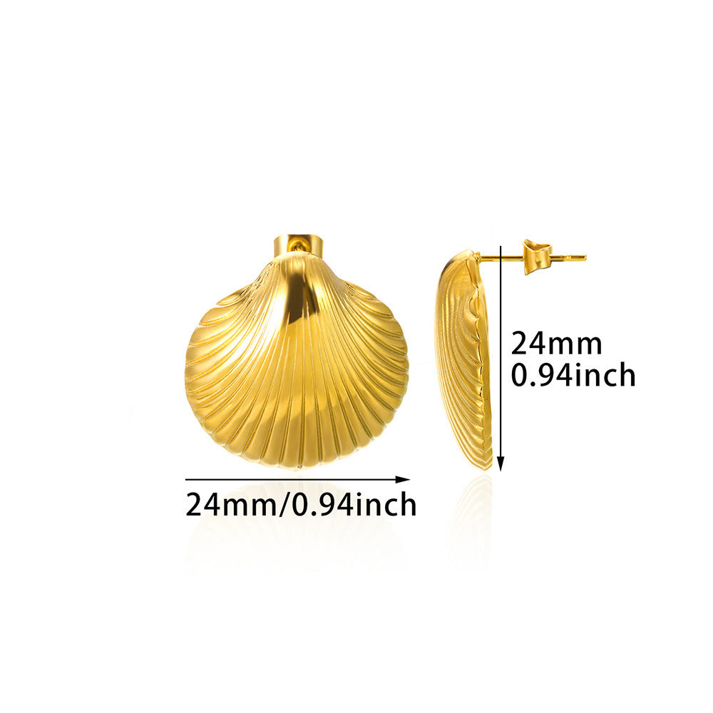 Wind Fashion Imitation Pearl Gold Stainless Steel Female Earrings