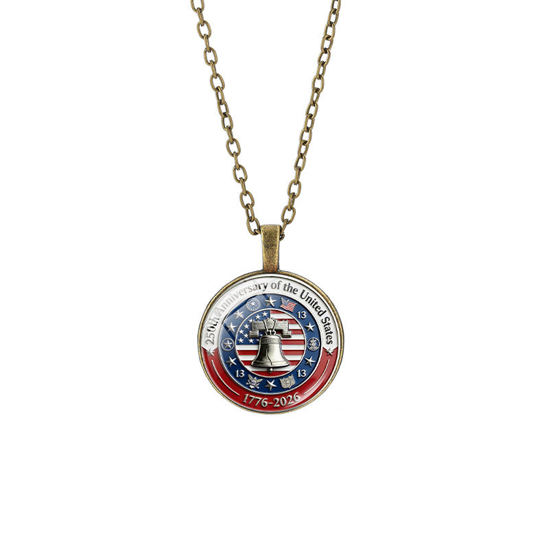 Popular Weekly Commemorative Liberty Bell National Flag Totem Necklaces