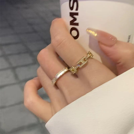 Light Luxury Shell Letters Exquisite Stacked Female Ring