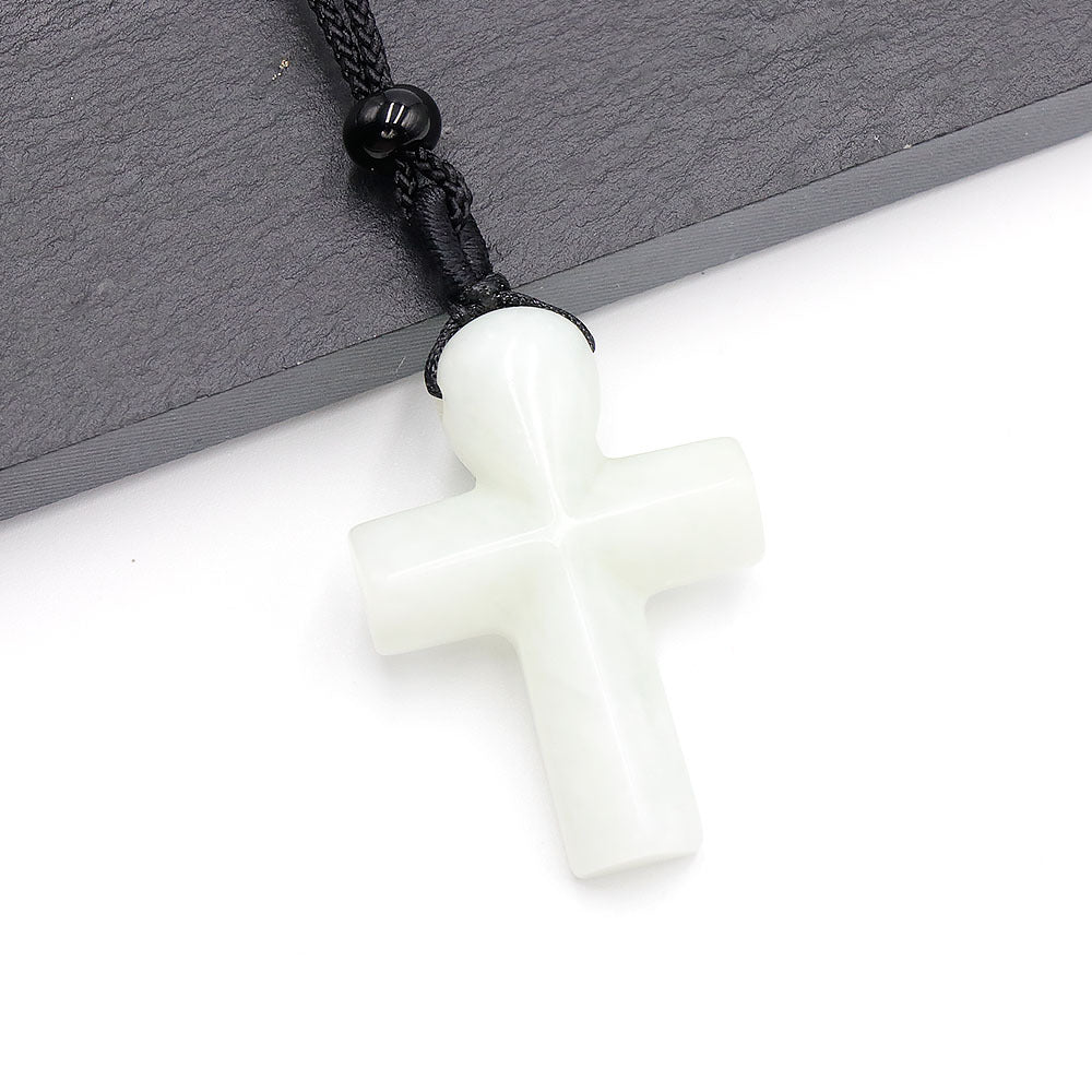 Natural Crystal Thanksgiving Gift Agate Woven Stone Cross Pendants