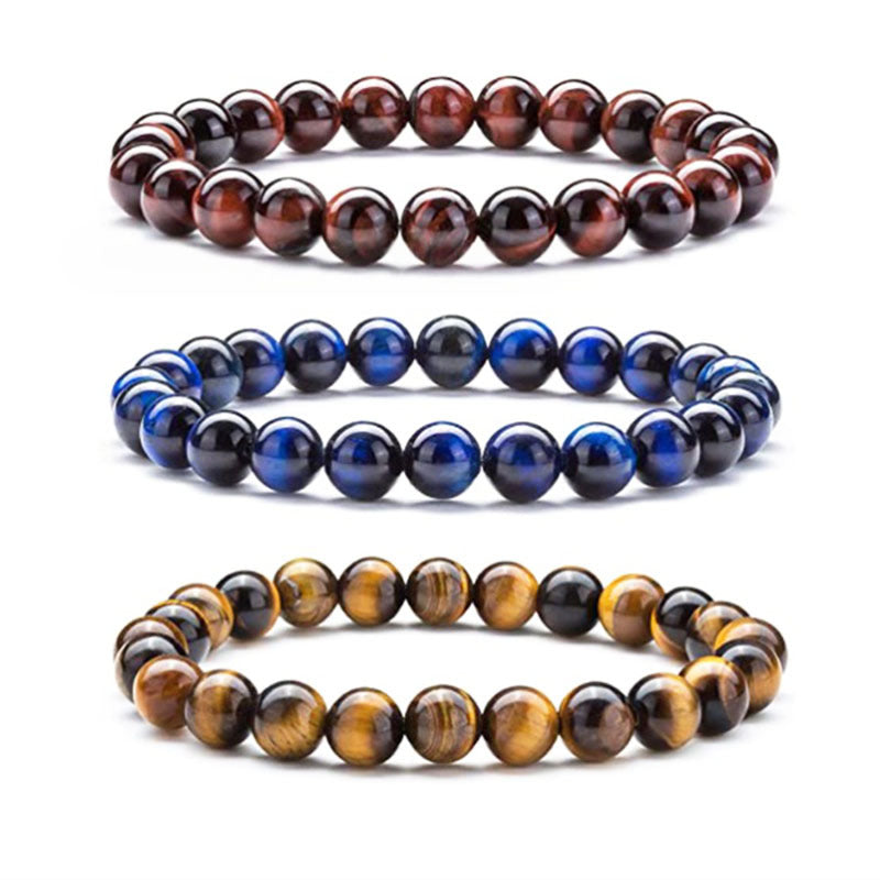 Natural Stone Elastic Tigereye White Turquoise Bracelet