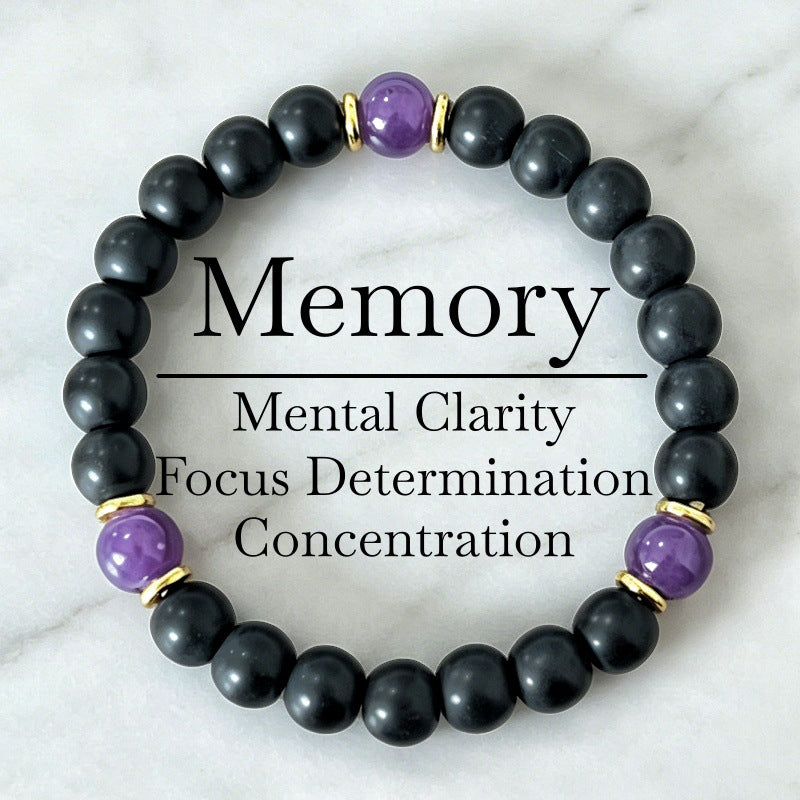 Xi Personalized Simple Black Frosted Amethyst Bracelets