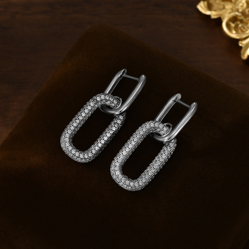 Women's Simple Studded With Zircon High-grade Full Stud Earrings