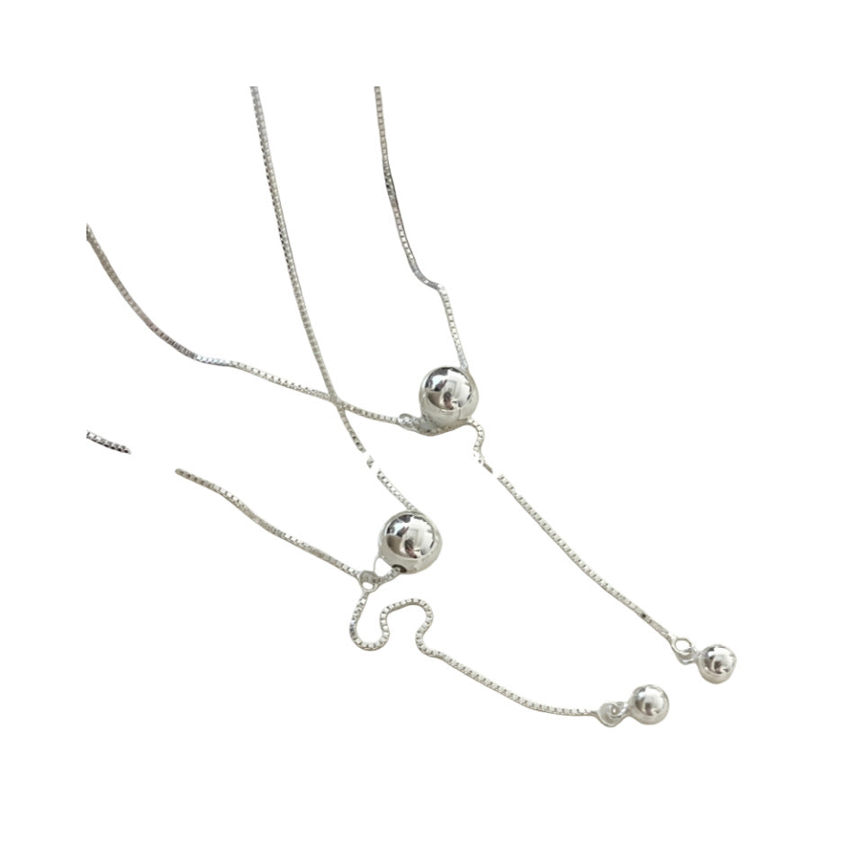 Sier Sterling Bead Tassel Elegant Simple Necklaces