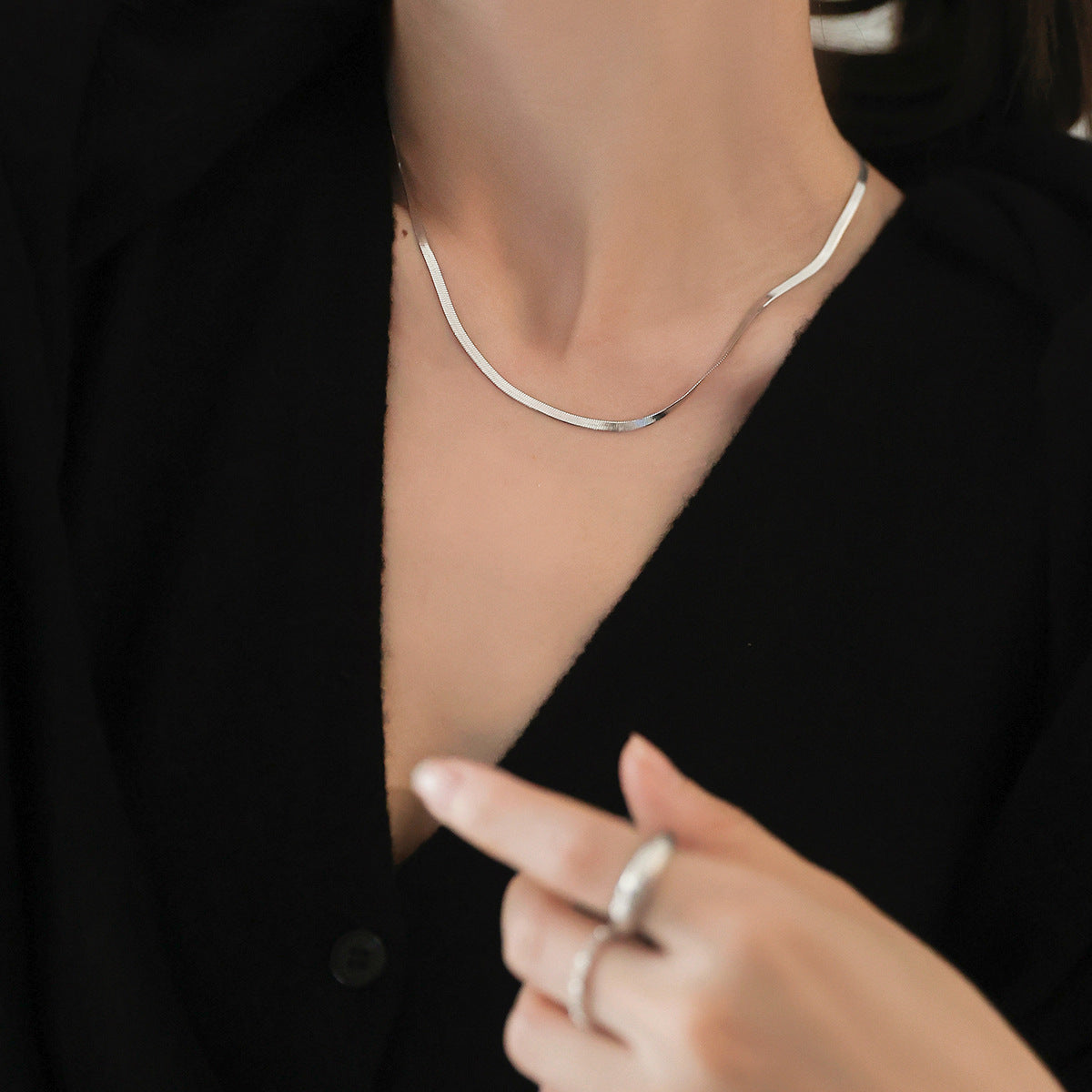 Titanium Steel Gold Plated Long Twin Sweater Chain Snake Necklace