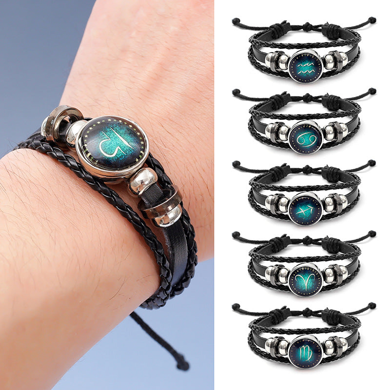 Men's Fashion Twee Constellation Luminous Woven Personality Bracelets