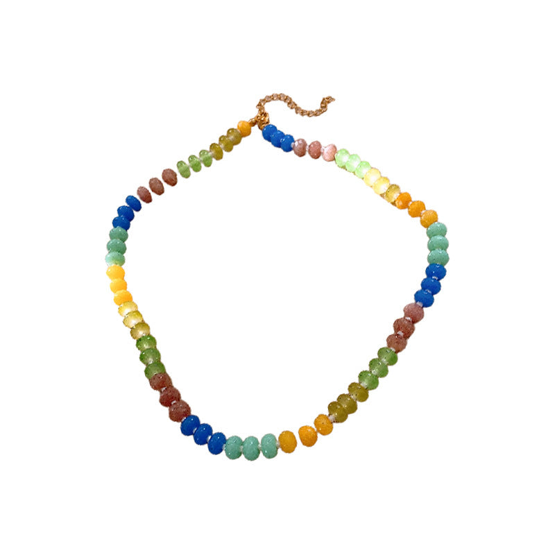 Women's Geometric Glaze Beaded Clavicle Simple Sweet Artistic Necklaces