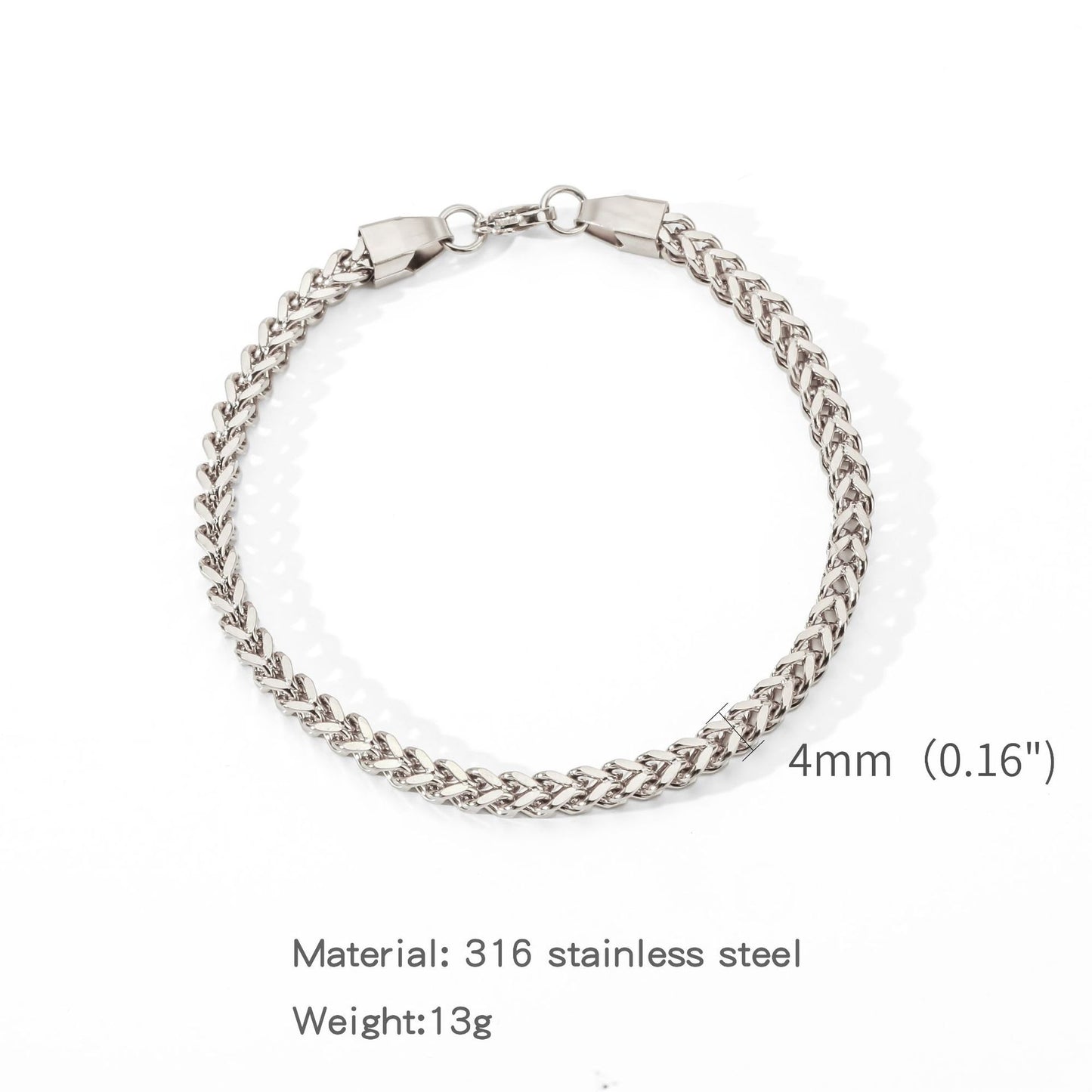 Fashion Thick Straps Titanium Steel Four-sided Geometric Positive Negative Bracelet