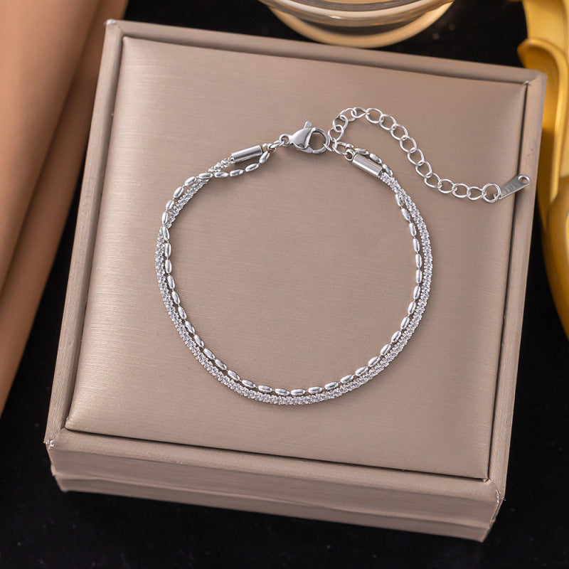 Titanium Steel Female Gold Fashion Light Luxury High Bracelets